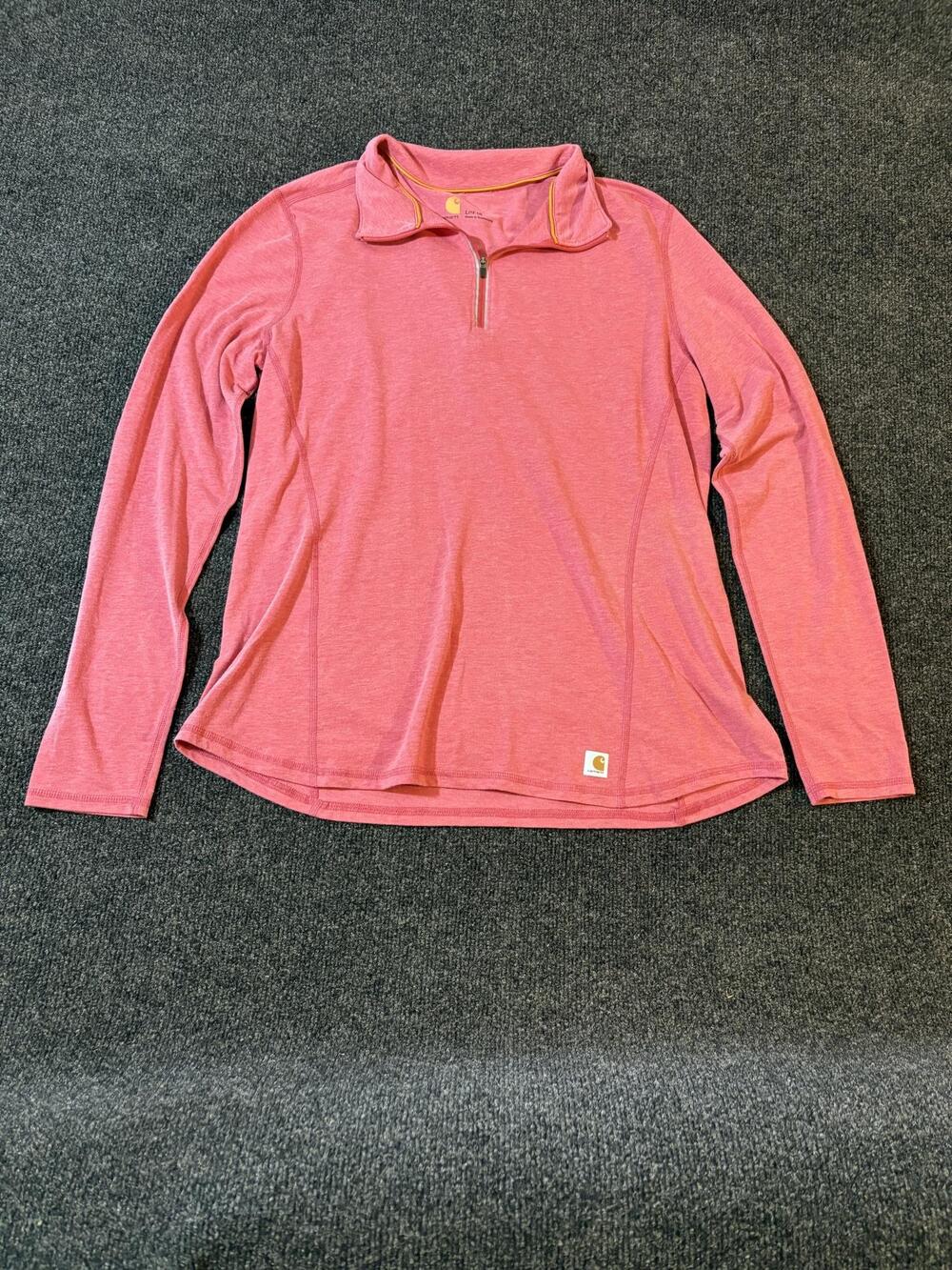 Carhartt Shirt Youth L 12-14 Pink 1/4 Zip Mock Neck Long Sleeve Pullover Force